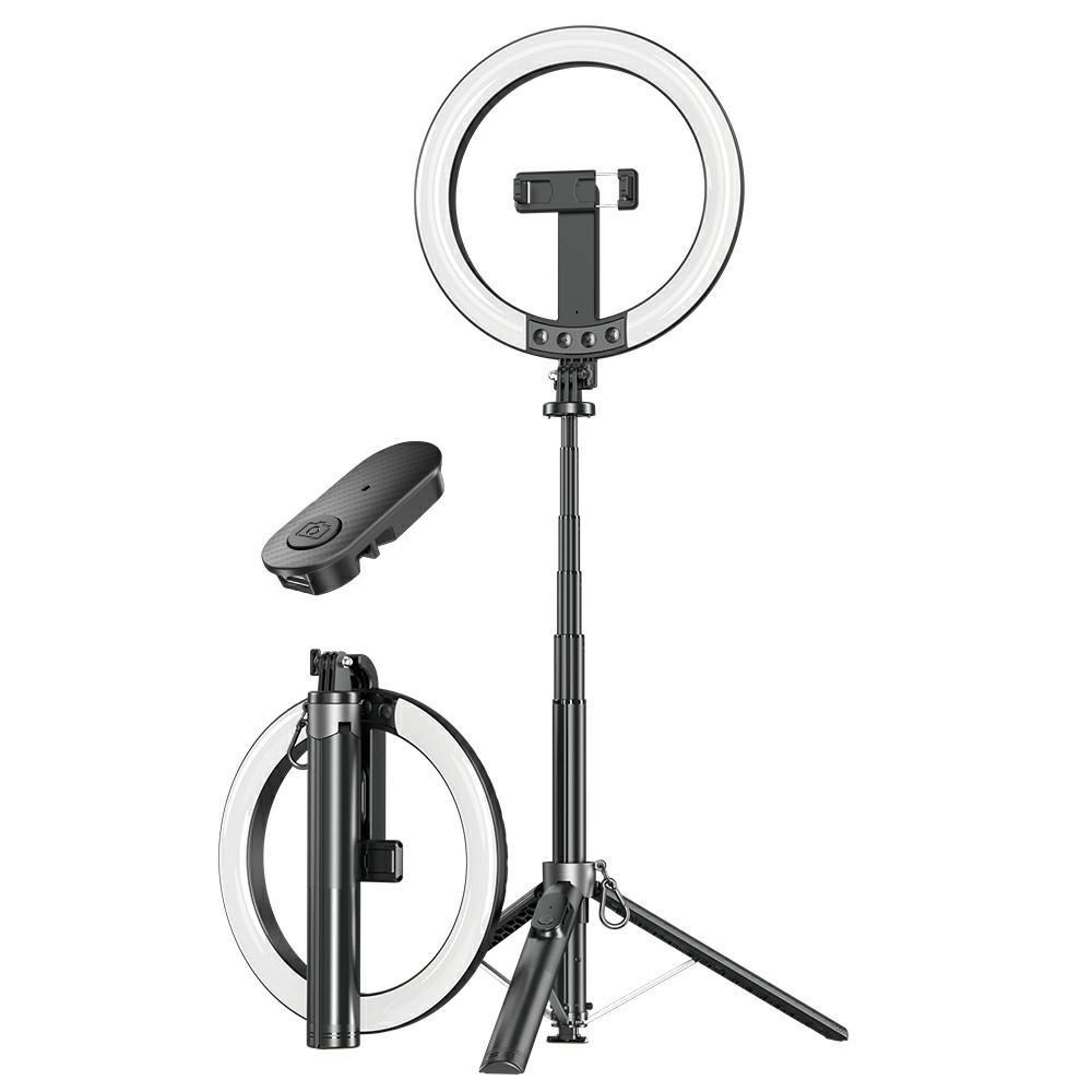 10-inch rgb ring light tripod with selfie stick & bluetooth remote