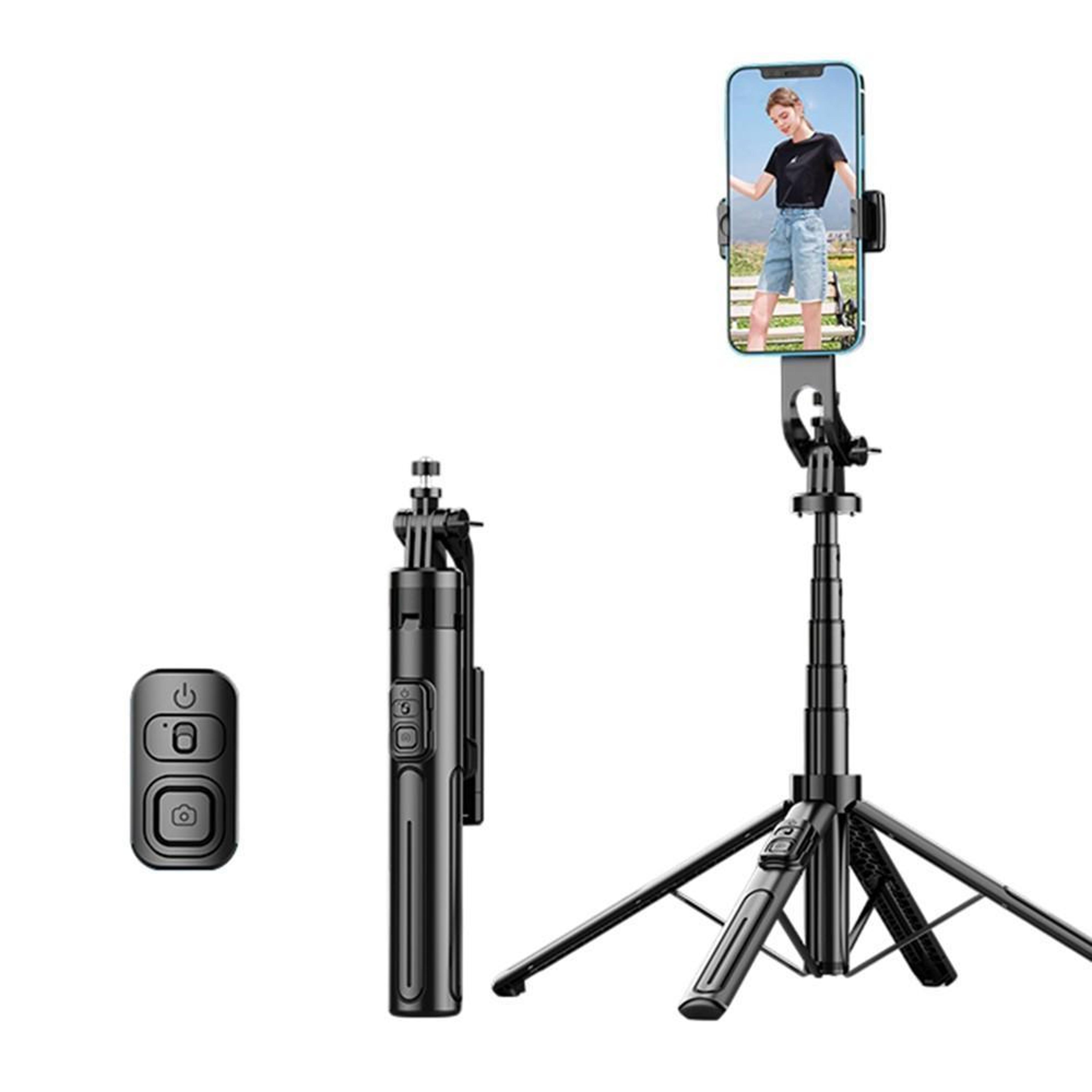 bluetooth selfie stick tripod with 4-leg stand