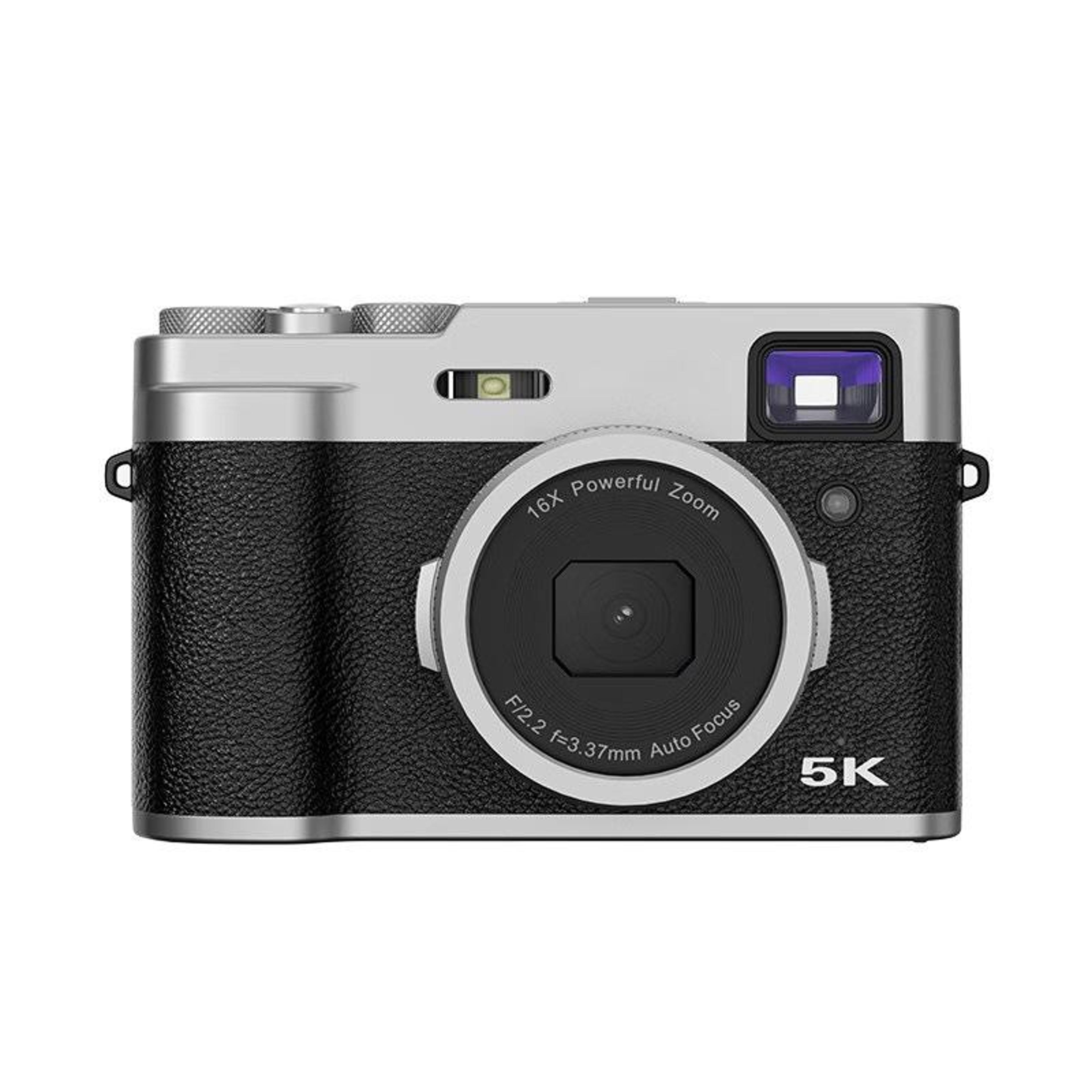5k digital camera with 48mp dual camera, autofocus and 16x zoom