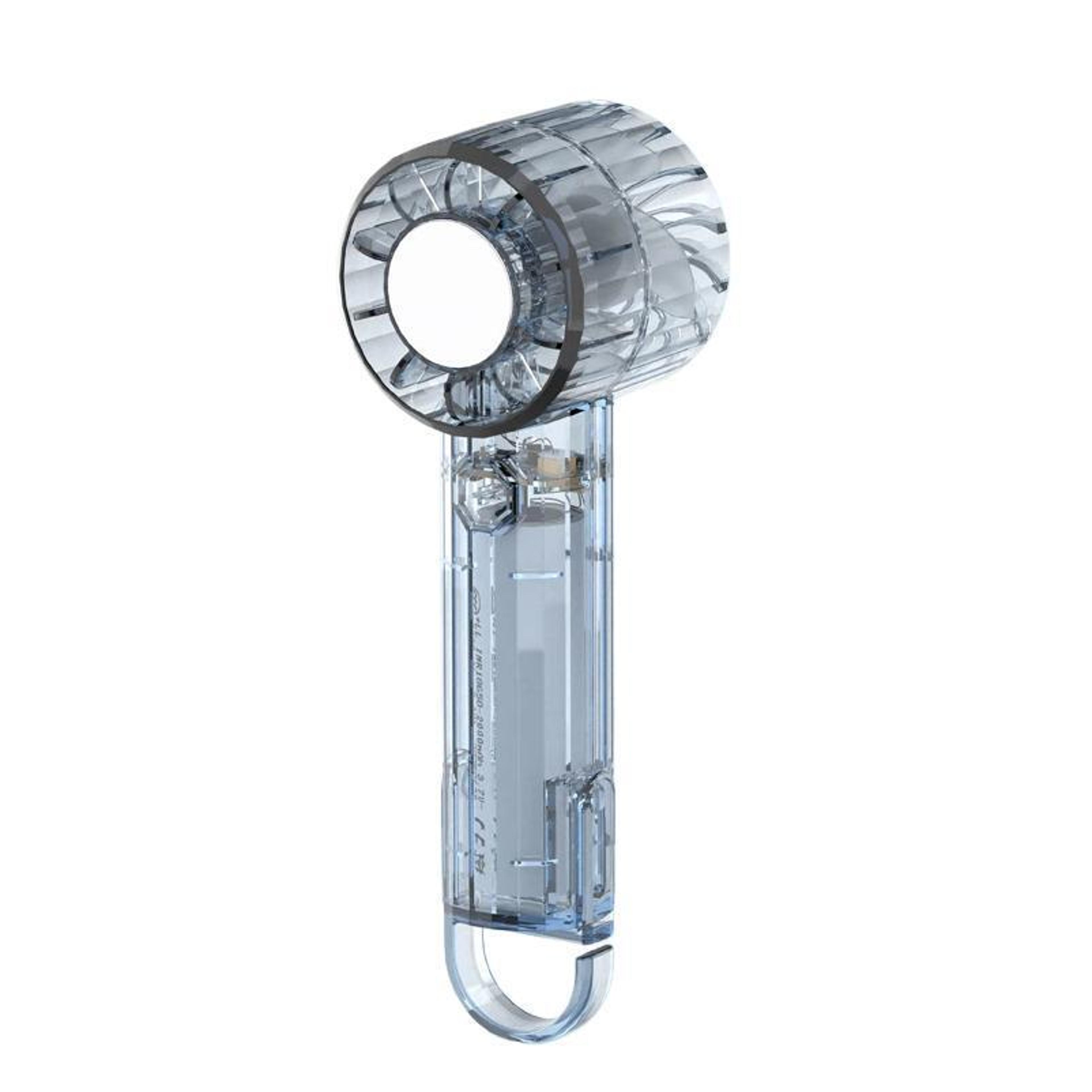 4-speed rechargeable mini handheld fan with carabiner clip and mirror