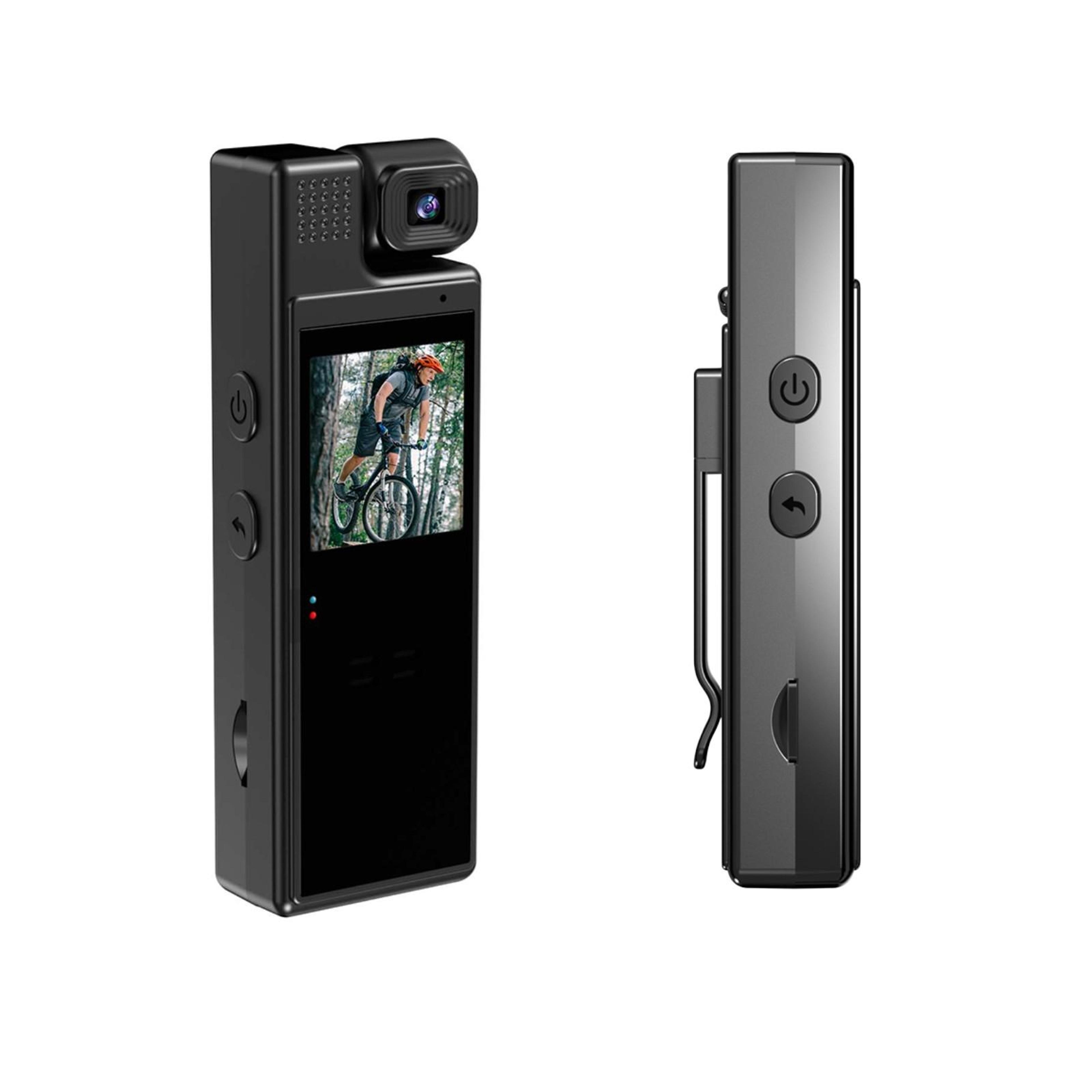 1080p action camera with 180 degree rotating lens and 1.3 inch display