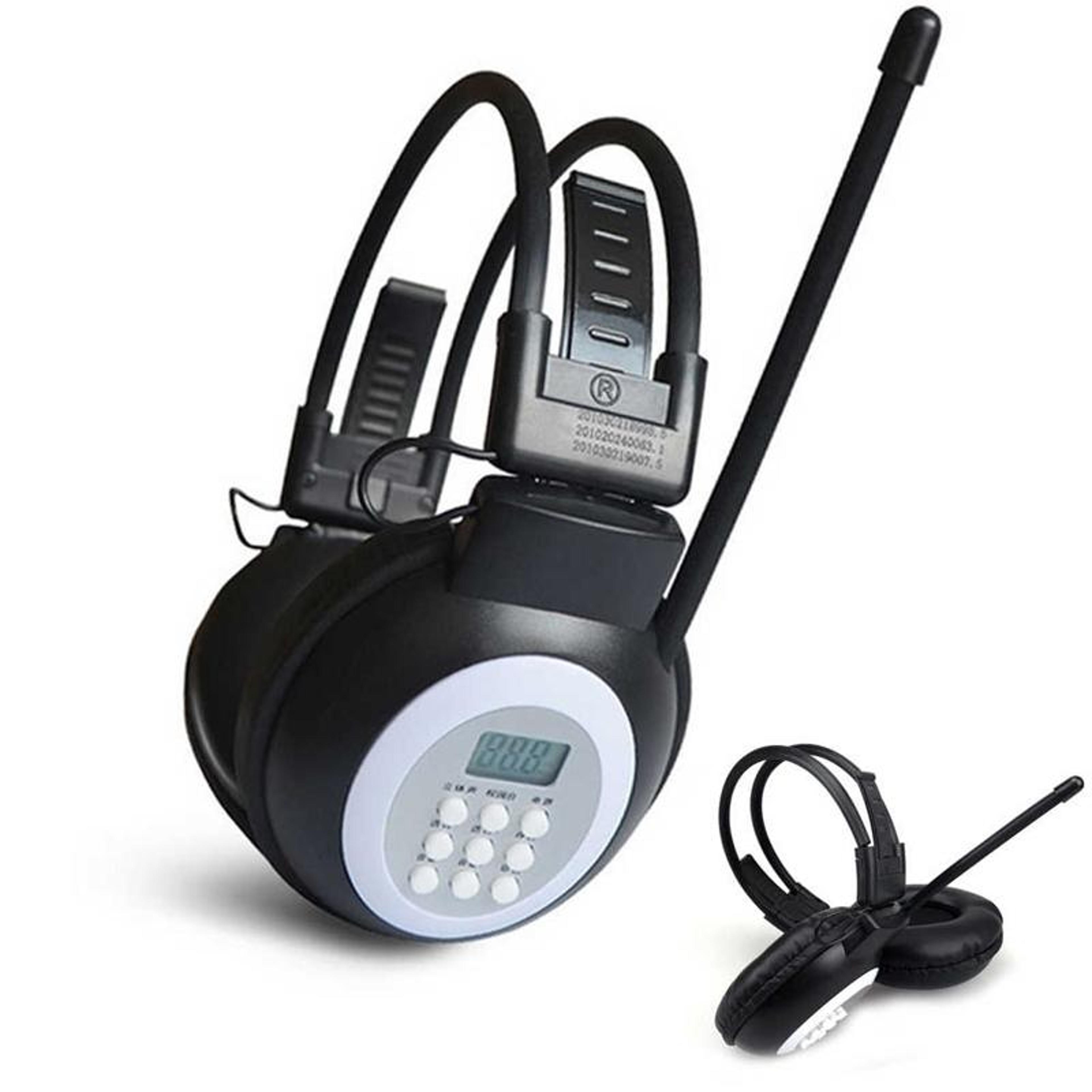fm radio headphones with digital tuning and 3.5mm audio
