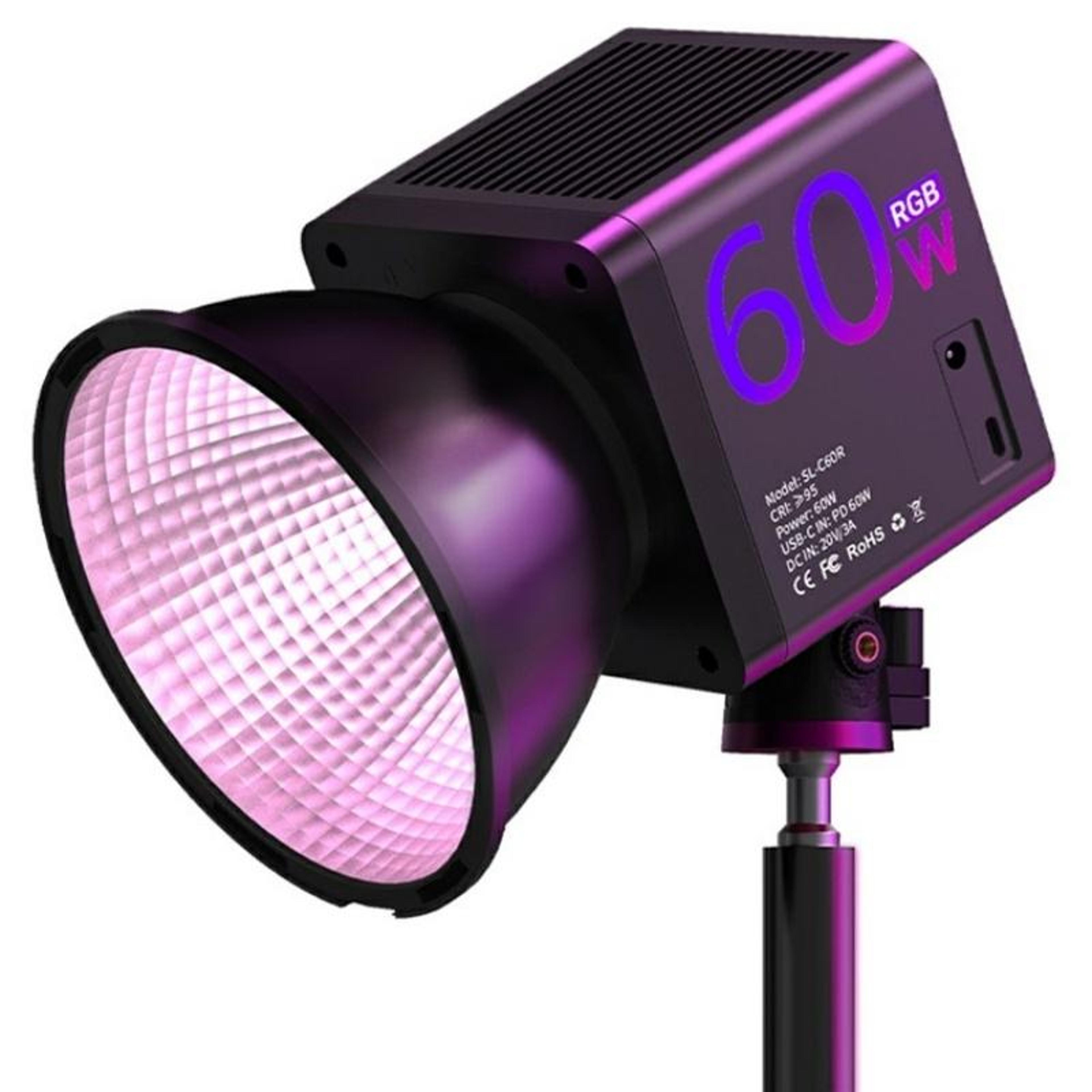 60w rgb video light portable cob photography light with 2500k-6500k color control