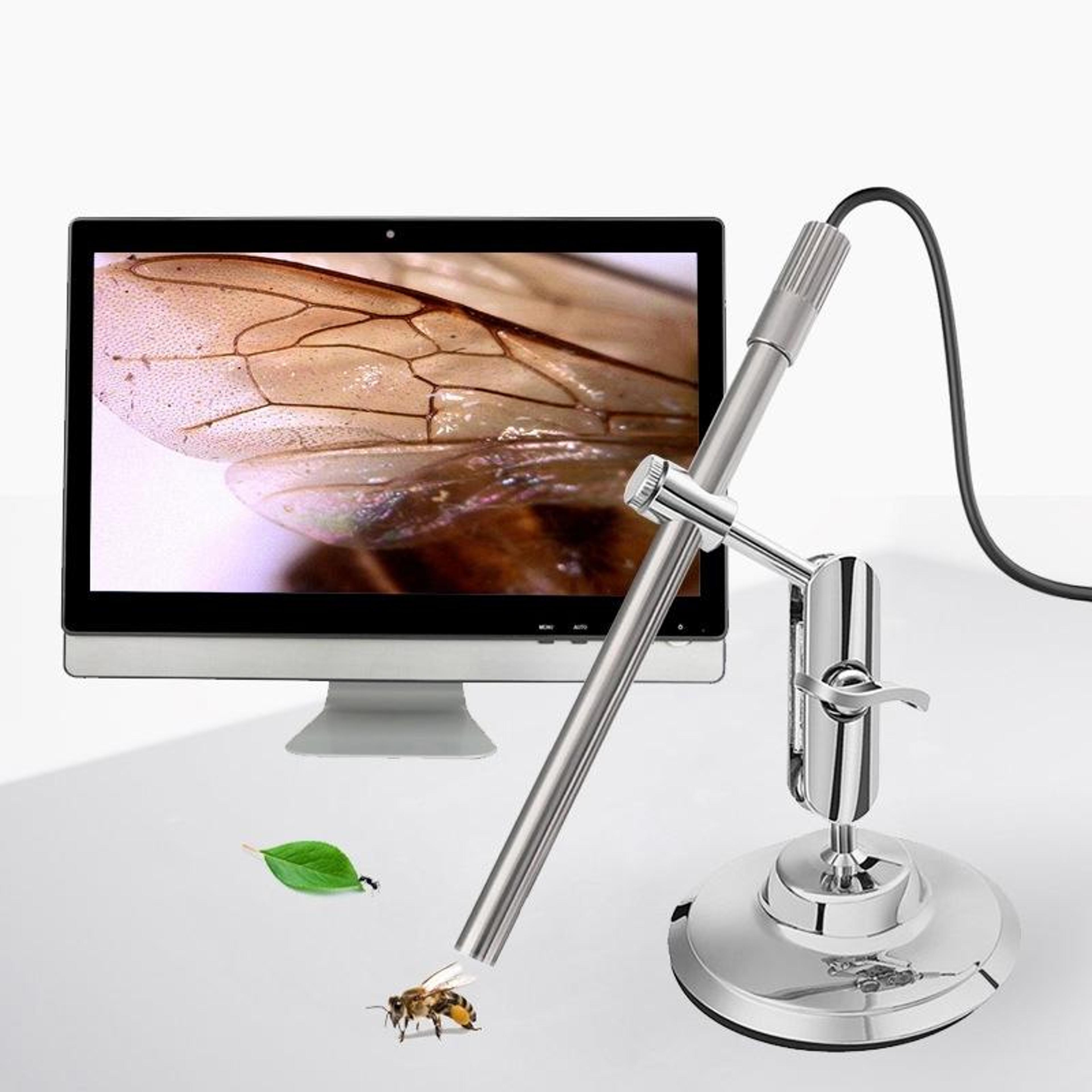 200x usb digital microscope with adjustable focus, led light and 360° stand