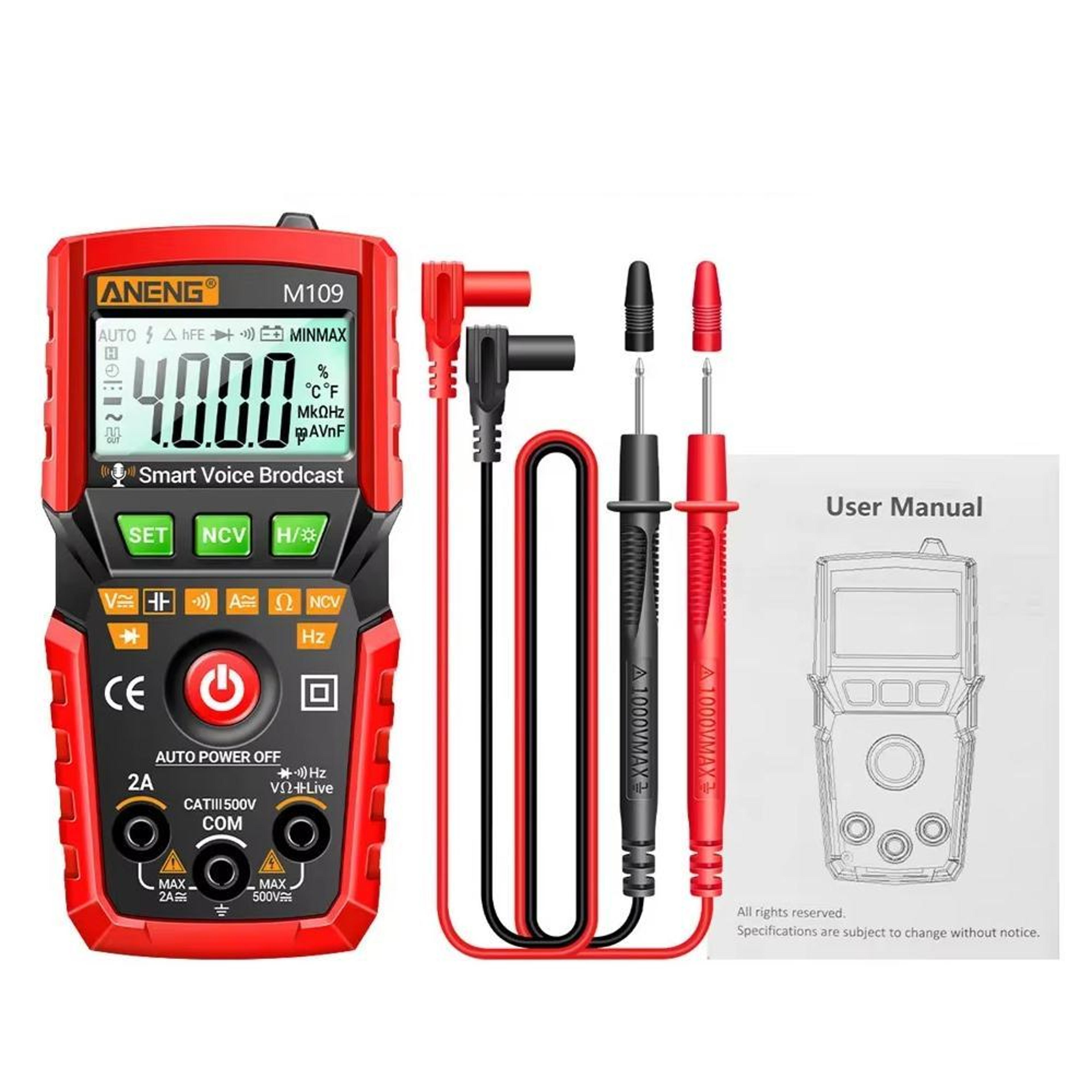 digital multimeter with voice guide, ncv voltage detector and 4000-count tester