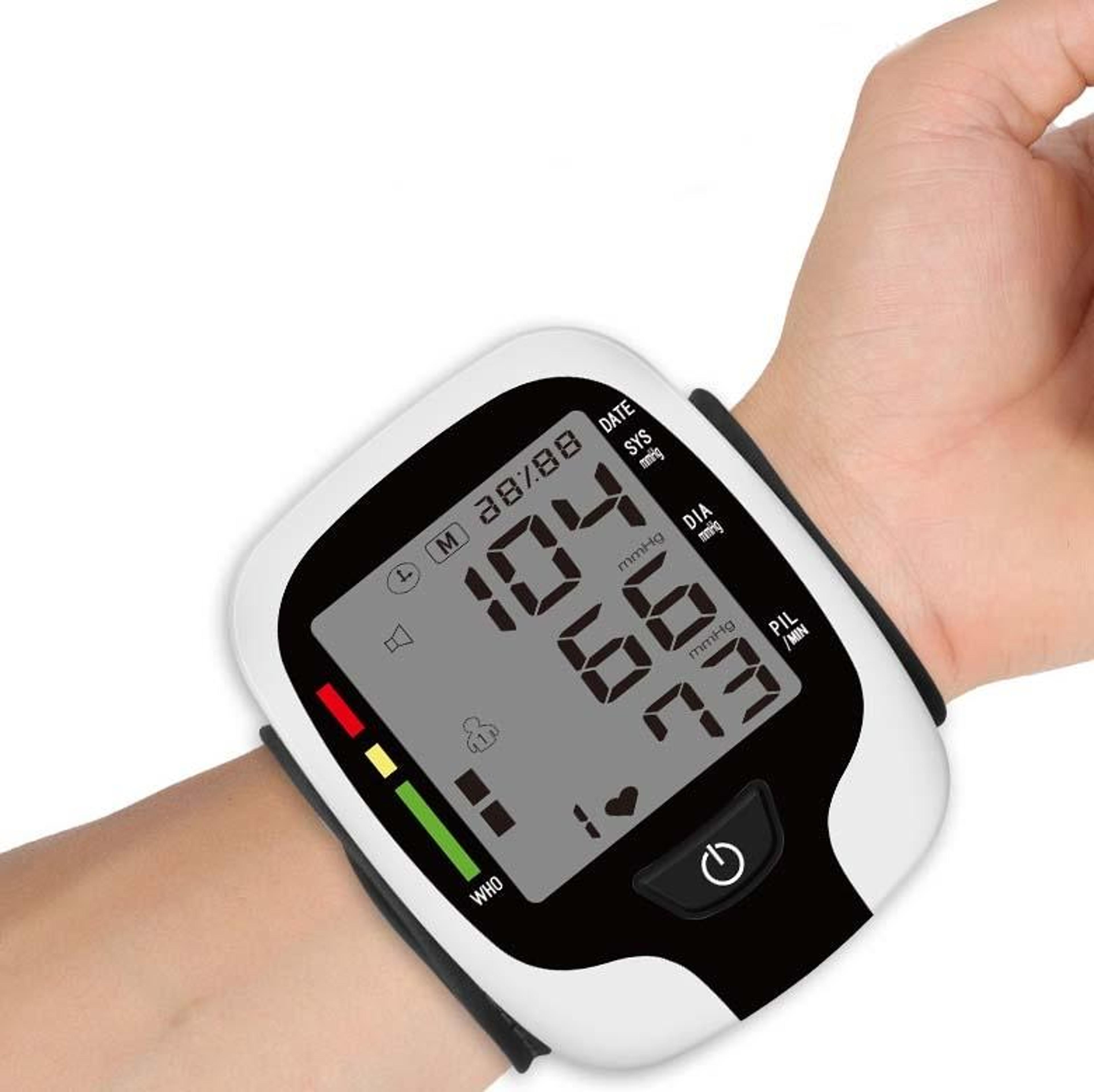 automatic wrist blood pressure monitor with display and memory storage