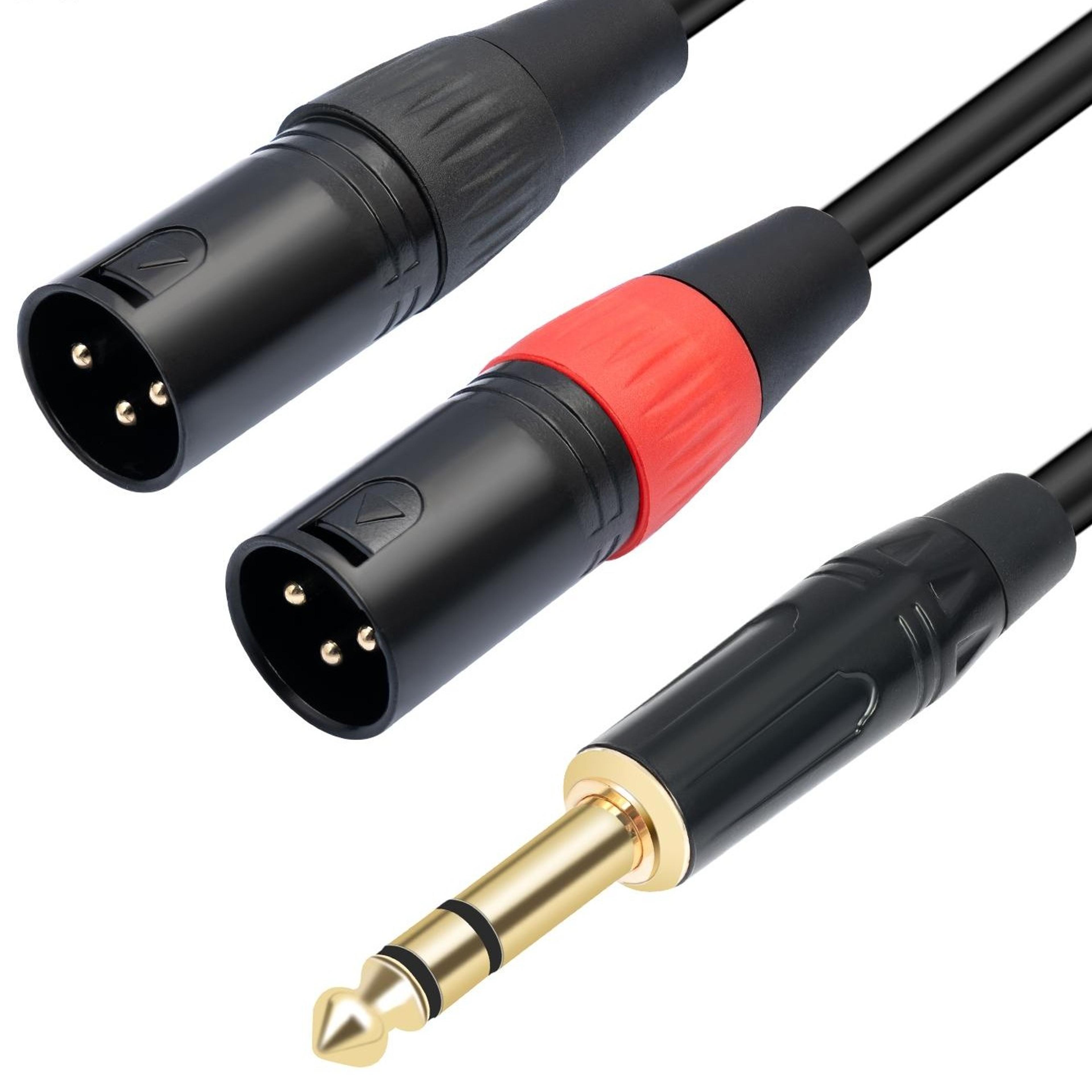 6.35mm trs to dual xlr male audio cable with gold-plated connectors