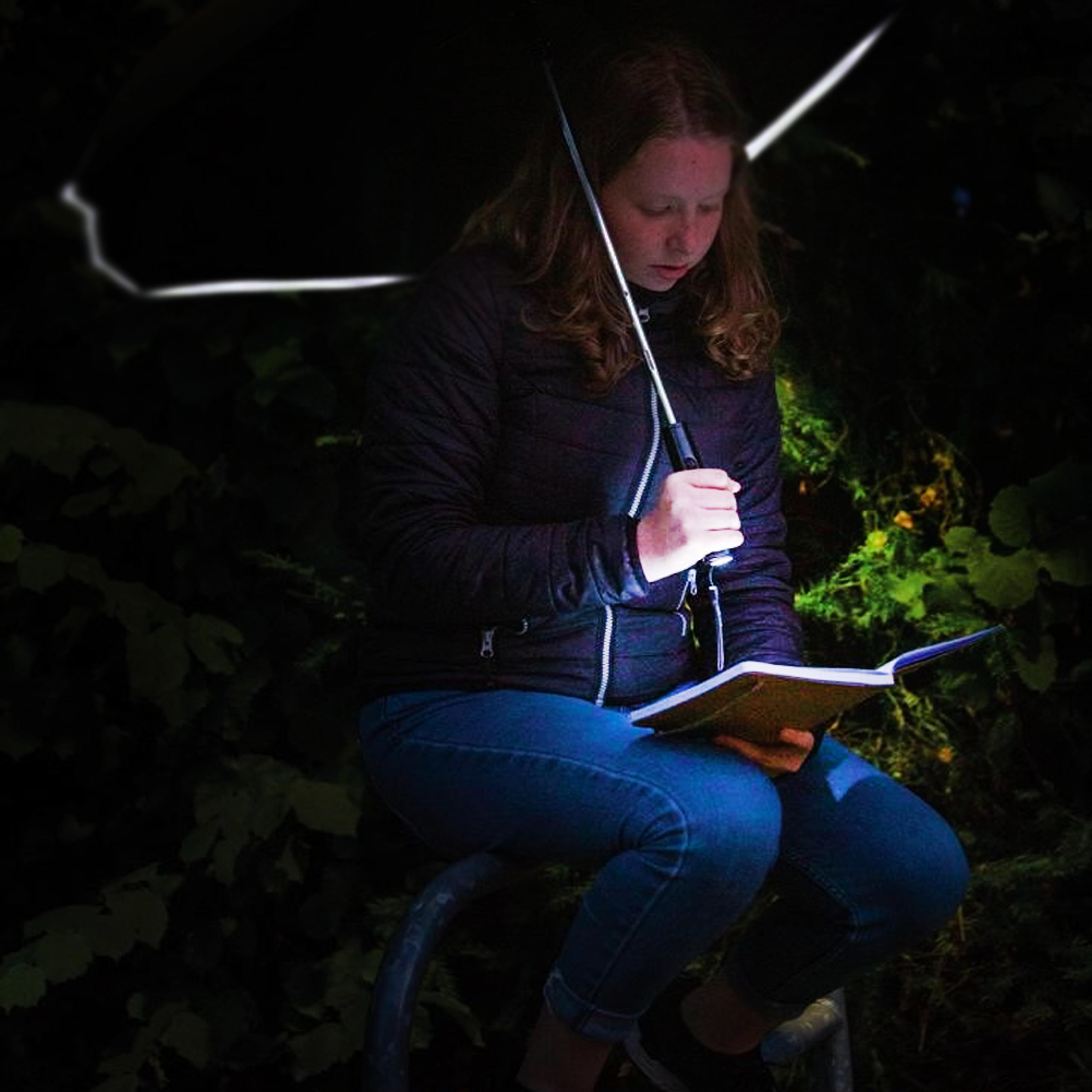 windproof led inverted umbrella with reflective stripe & reverse folding