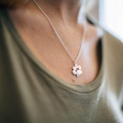 925 sterling silver pet paw print necklace