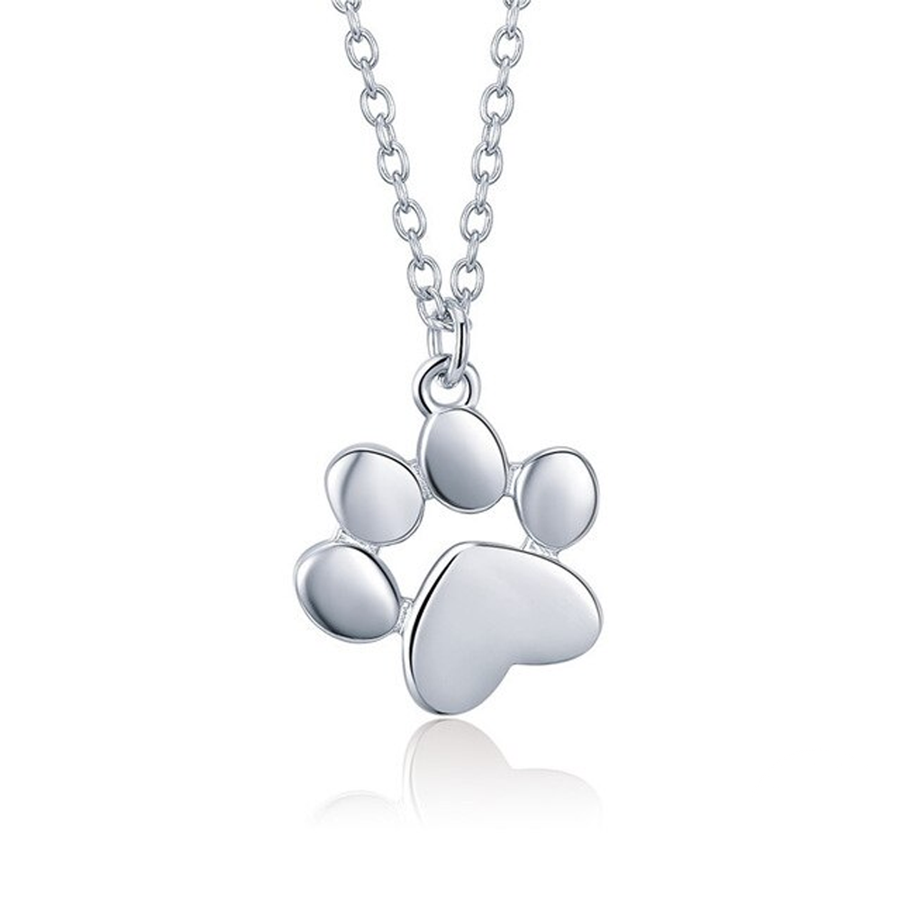 925 Sterling Silver Pet Paw Print Necklace silver