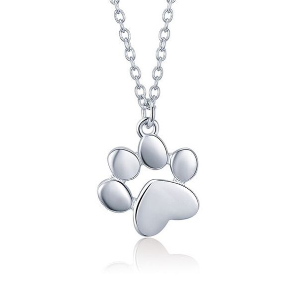 925 Sterling Silver Pet Paw Print Necklace