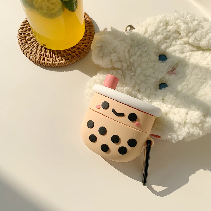 Cute Boba AirPod Case With Keychain 4