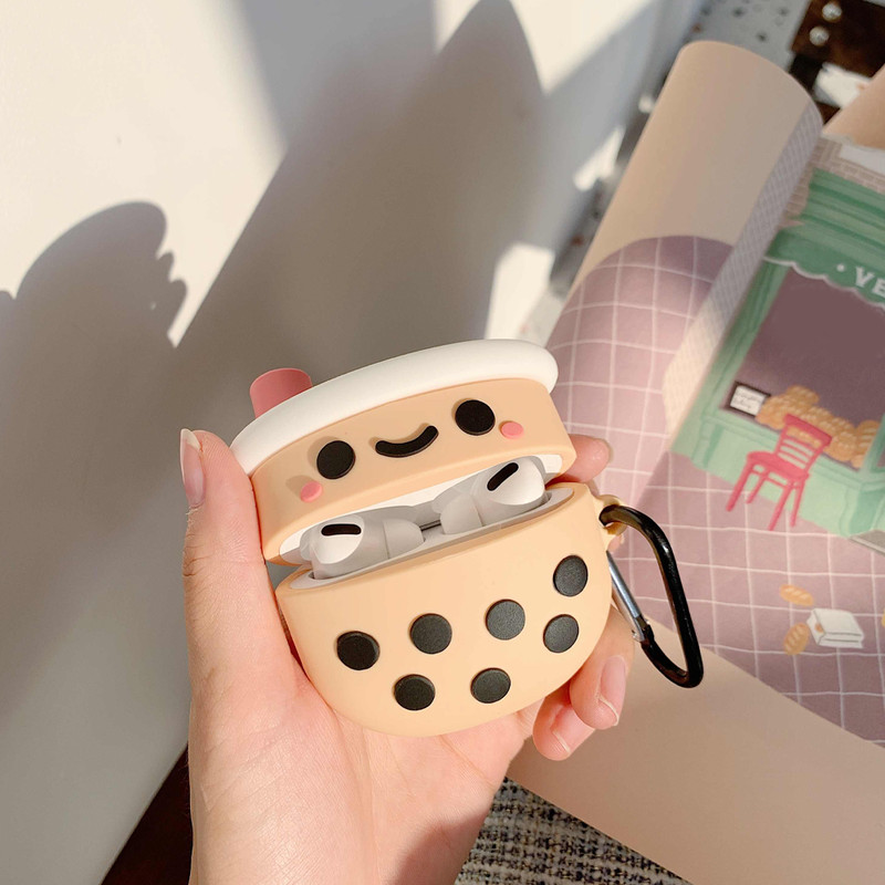 Cute Boba AirPod Case With Keychain 1