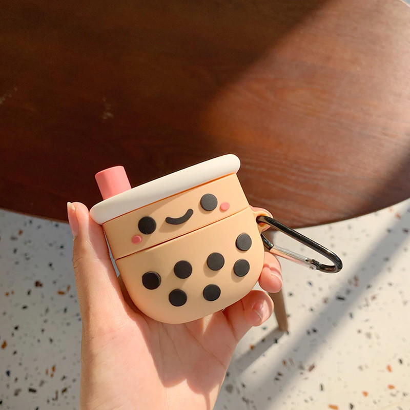 Cute Boba AirPod Case With Keychain 5