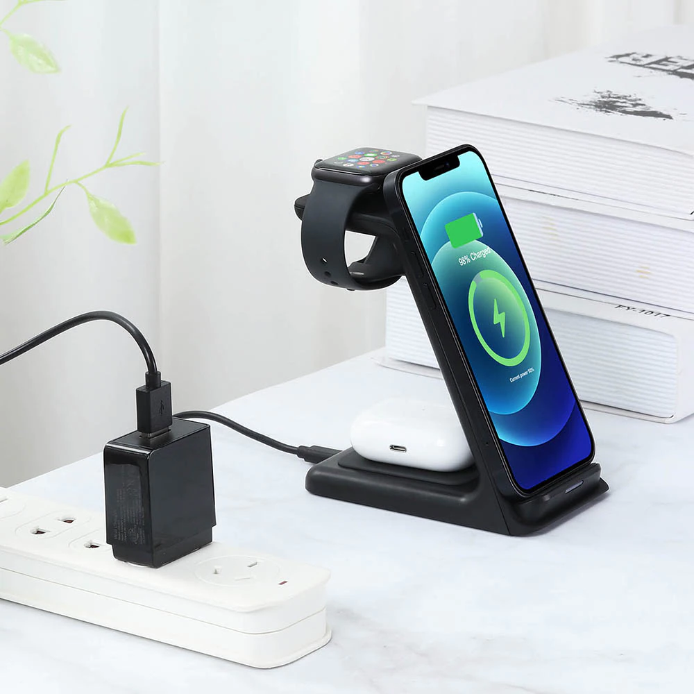 3 in 1 Wireless Charging Stand For Phone, Smartwatch & Airpods