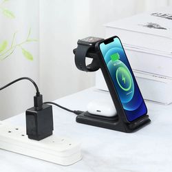 3 in 1 wireless charging stand for phone, smartwatch & airpods