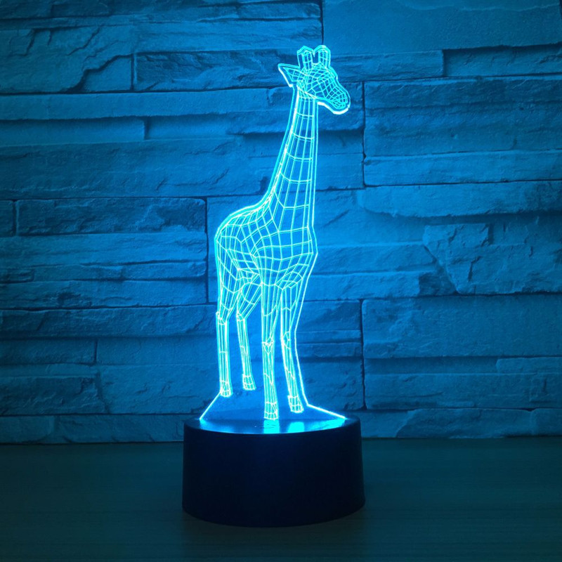 3D Illusion LED Giraffe Lamp For Living Room, Nursery, Office & Bedroom 3