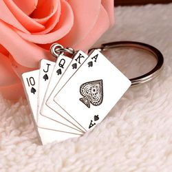 5 Playing Card Keychain For Car Guys