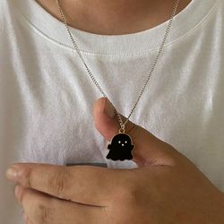 Adorably Cool Ghost Necklace For Fun Halloween