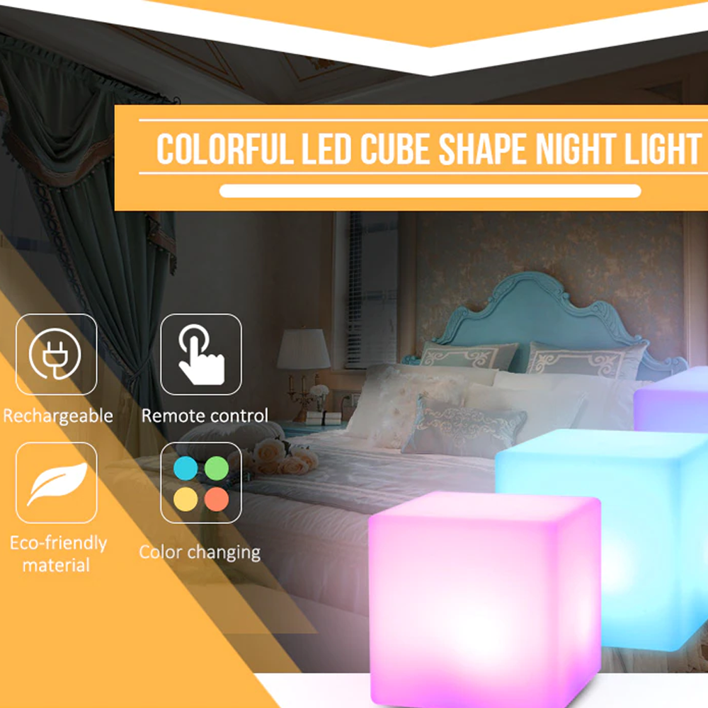 Color Changing LED Cube Light With Remote Control 4