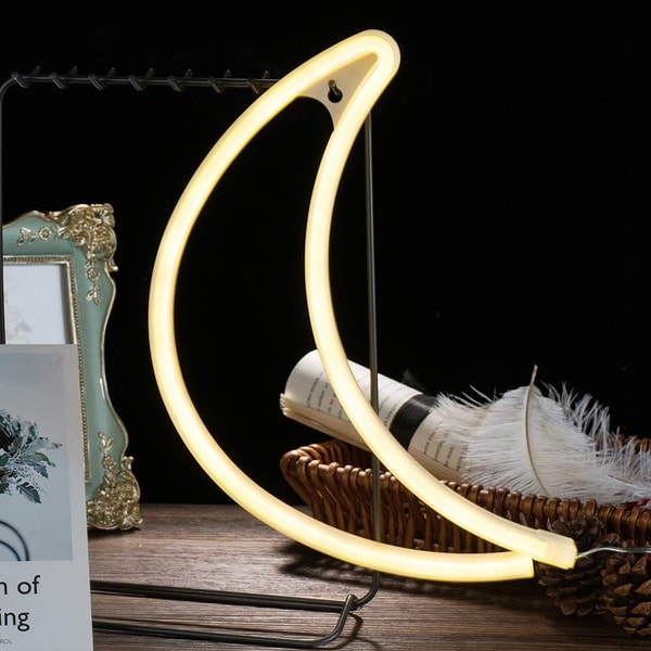 Luminous Neon Moon Sign For A Calm Room Glow - Inspire Uplift