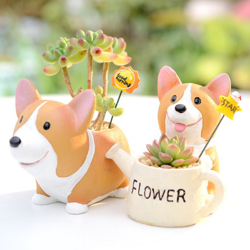 Cute Resin Corgi Planter Flower Pot 2