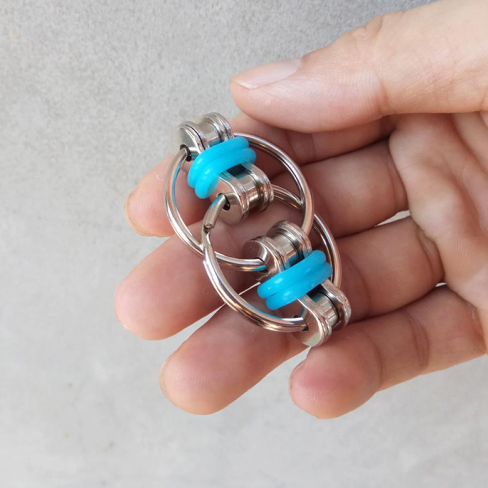 Flippy Link Bike Chain Fidget Toy Stress Reducer blue