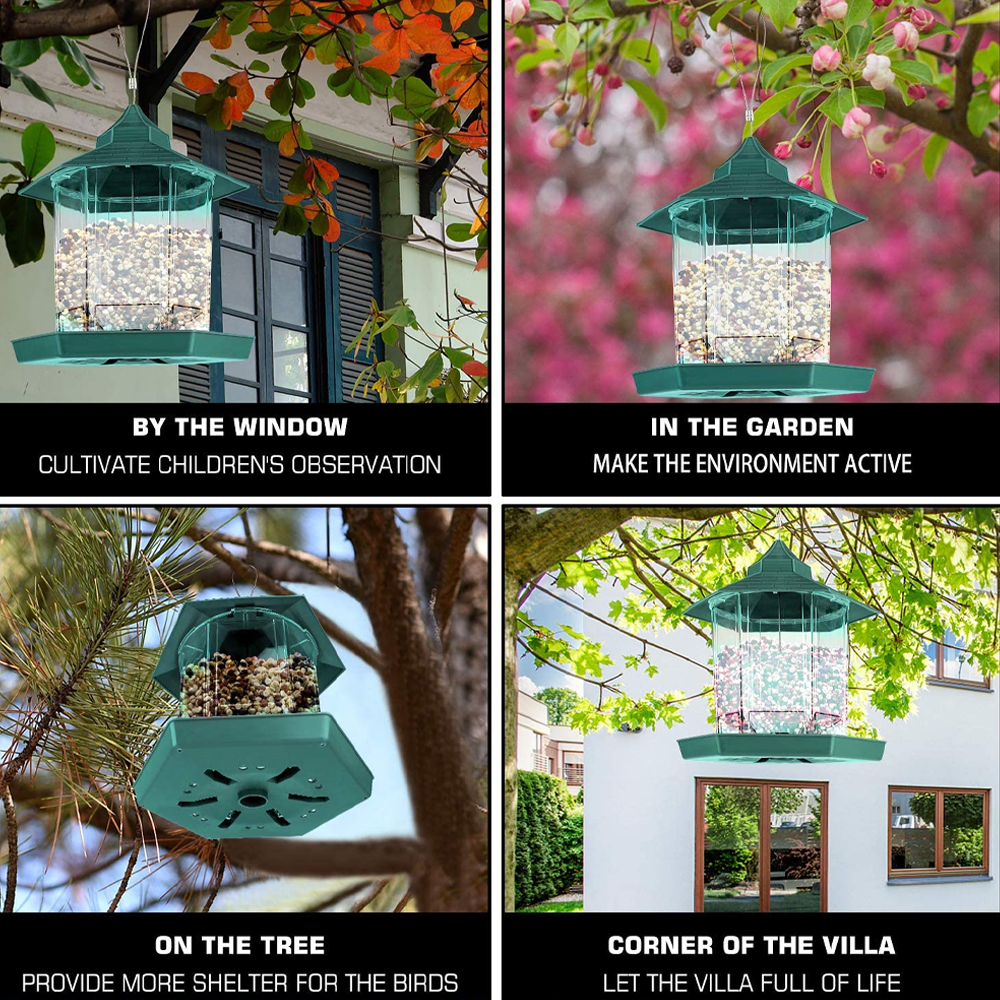 Hexagonal Pavilion Plastic Lighthouse Bird Feeder 2