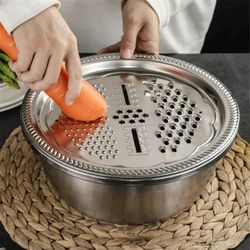 Multifunctional Stainless Steel Kitchen Grater With Basin Set