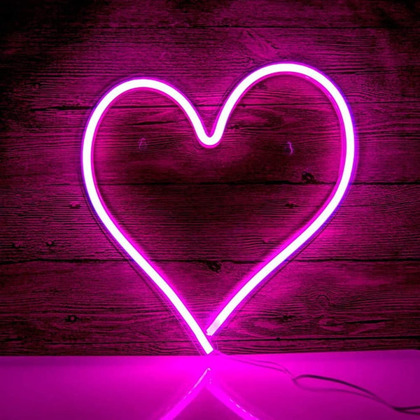 Pink Led Heartlight Neon Pink Heart Wall Light To Spread Love - Inspire Uplift