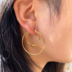 single piercing double hoop earrings