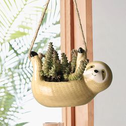 sloth hanging planter for succulents & indoor plants