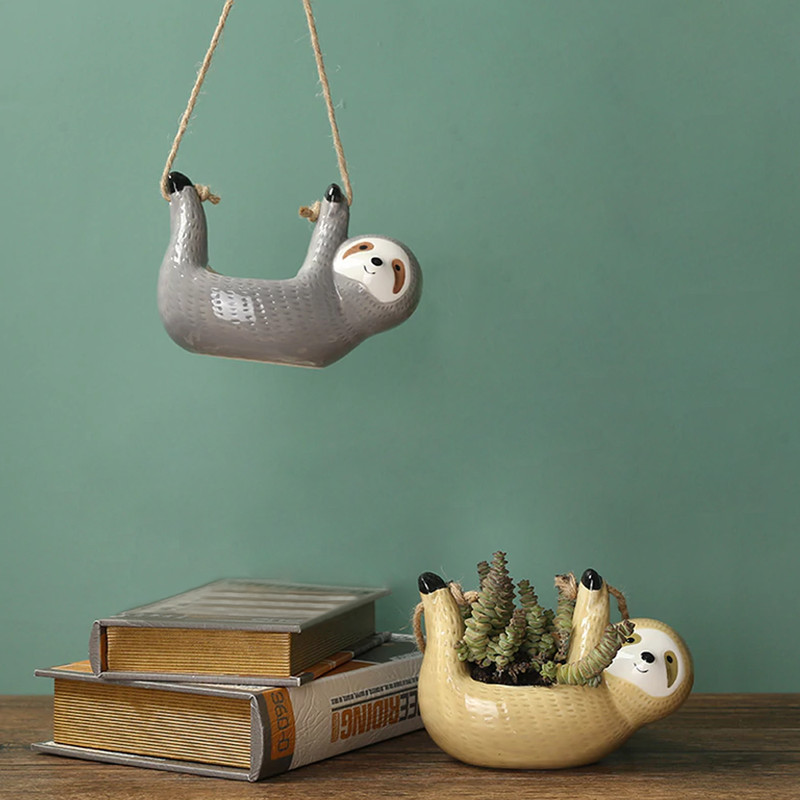 Sloth Hanging Planter For Succulents & Indoor Plants 3
