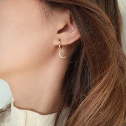 star & crescent moon hoop earrings