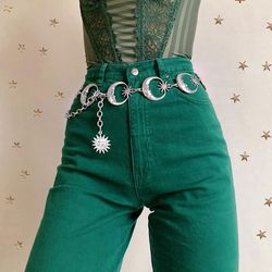 vintage high waist crescent moon belt
