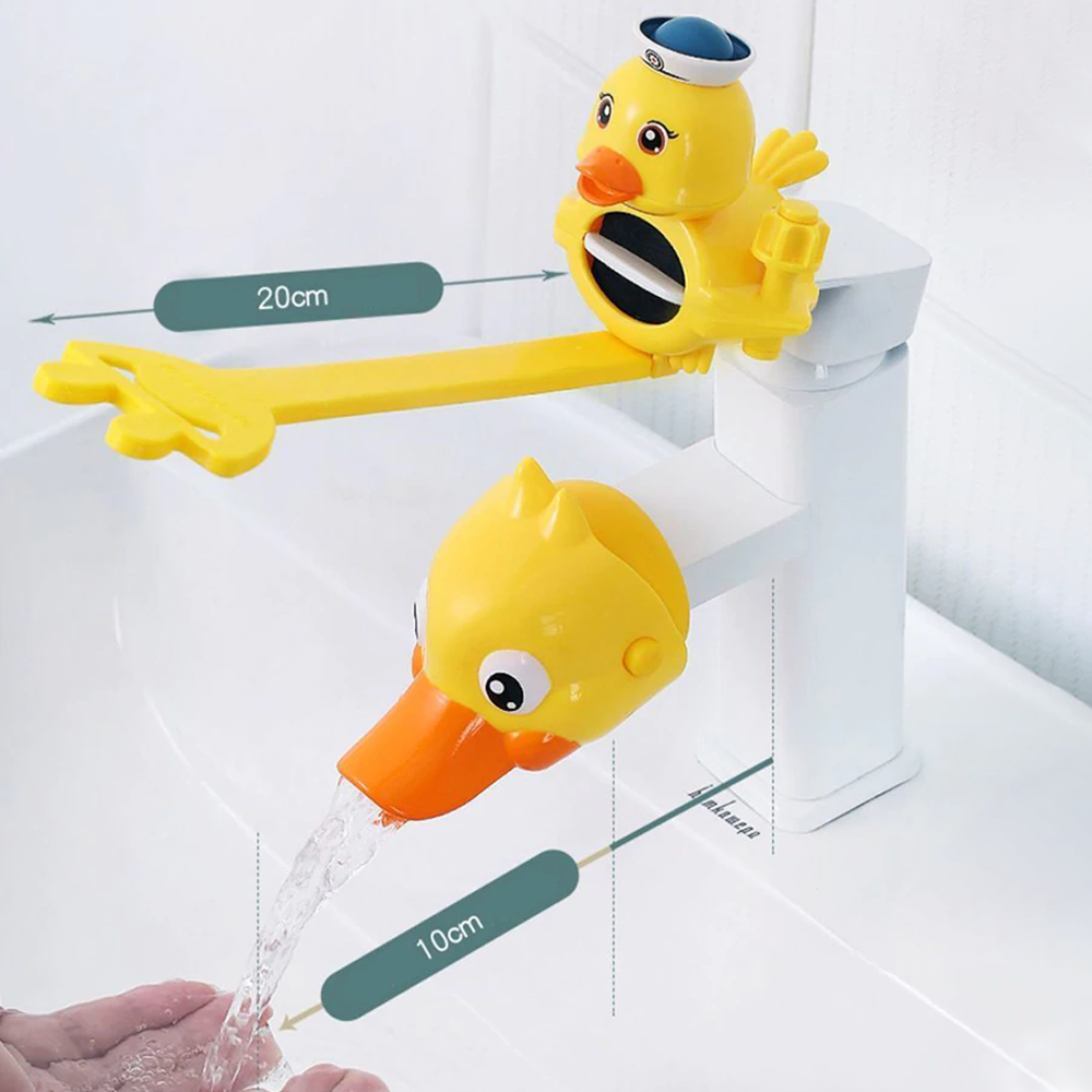 Water Faucet & Handle Extender Set For Toddlers & Young Kids, Plastic Material Yellow Duck