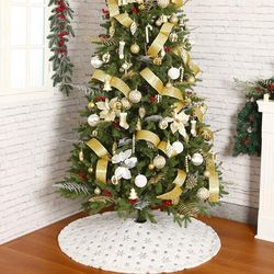 White Snowflake Tree Skirts Christmas Decor