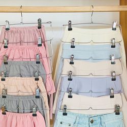 Space Saving Multi Pants Hanger With Clips