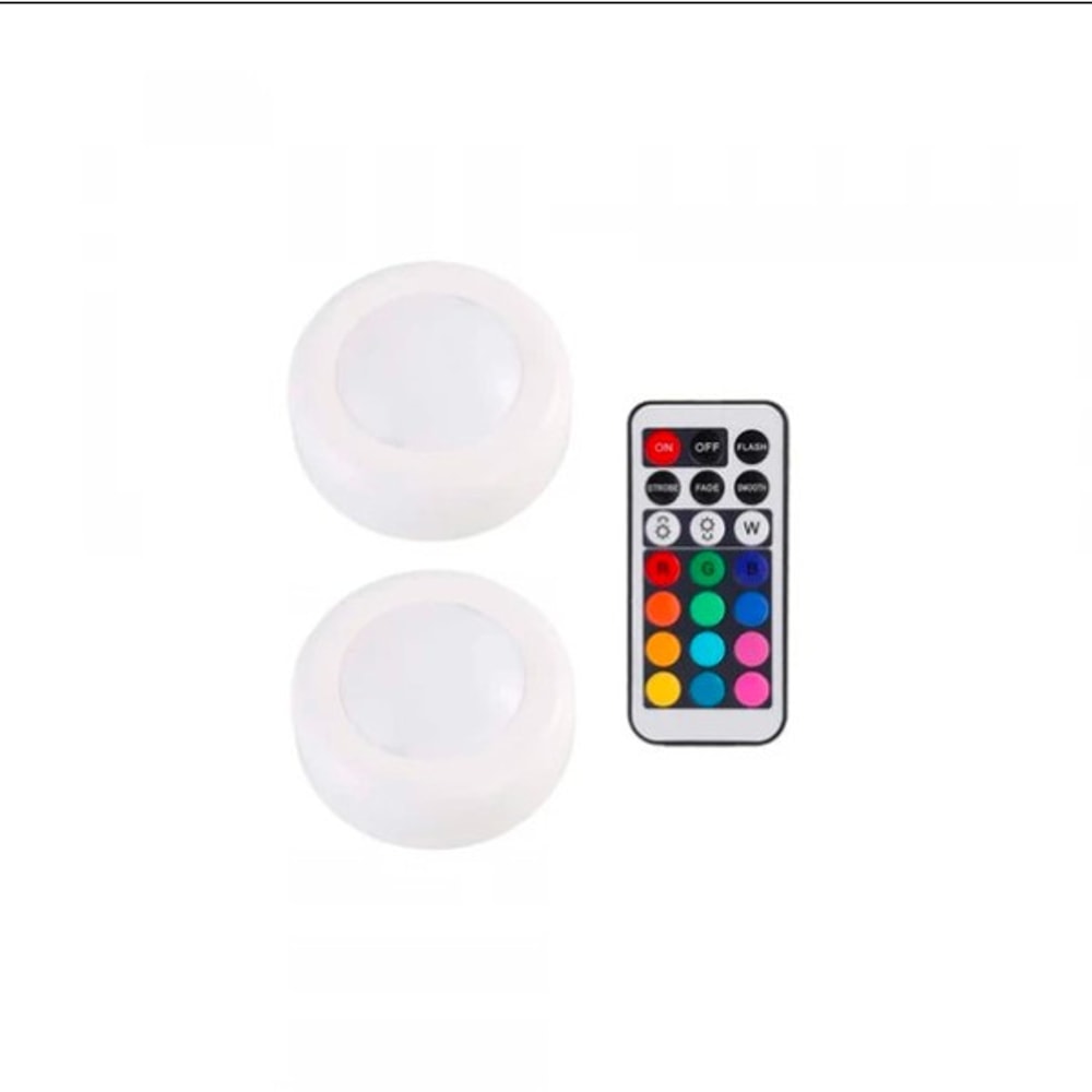 13 Color Self-Adhesive LED Push Lights With Remote 2pcs