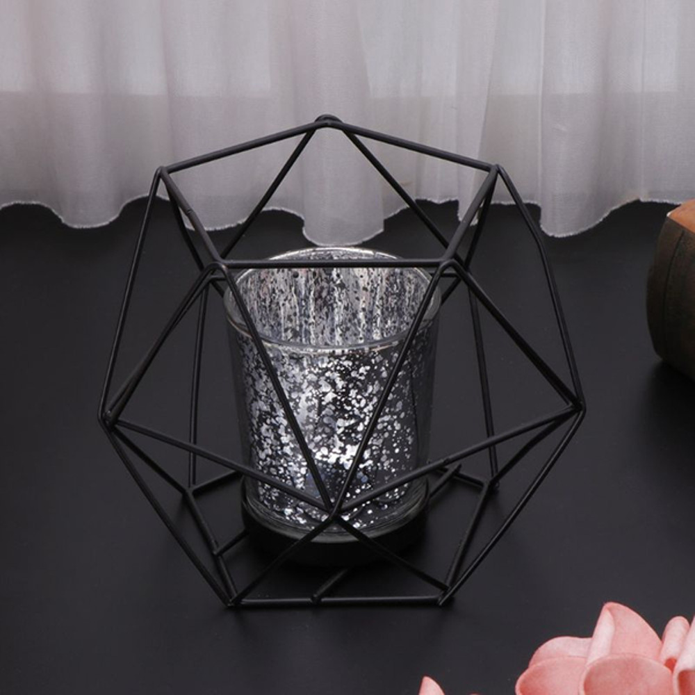 Geometric Candle Holder Lantern Black