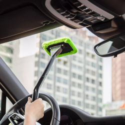 microfiber car window cleaner wand for interior & exterior cleaning