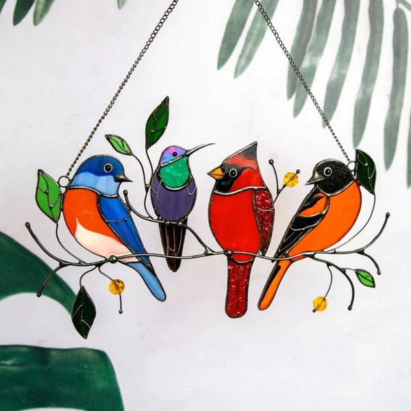 Birds Stained Window Panel Hangings 4.png