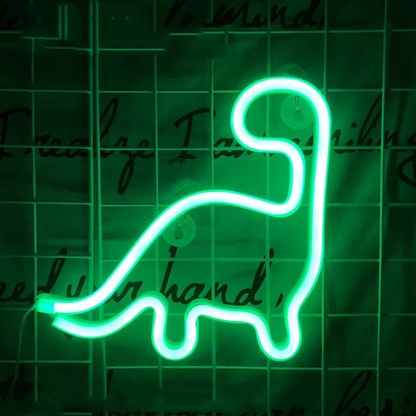 Cute Glowing Neon Dinosaurs Sign.png