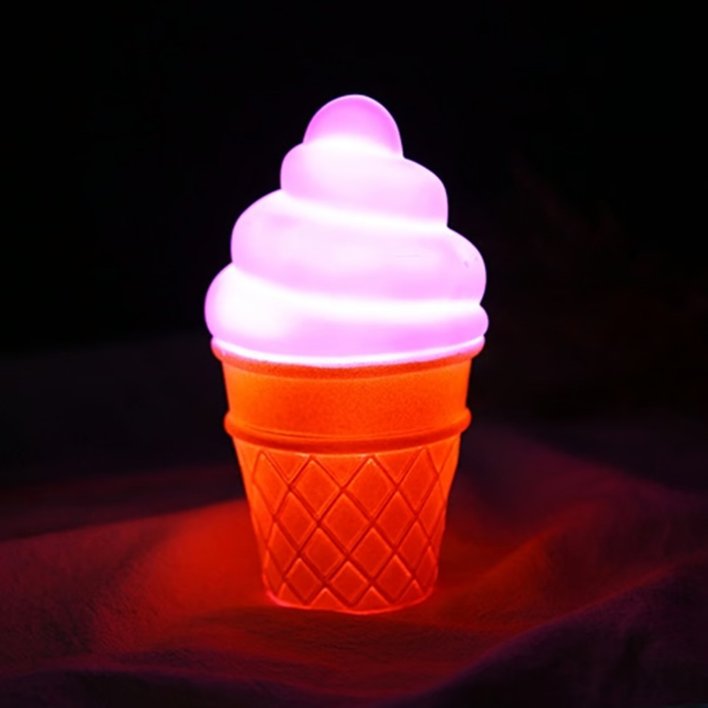 Battery Powered Icecream Cone Night Lamp pink