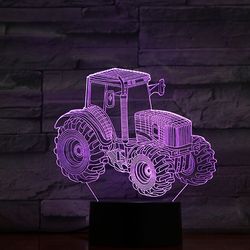 3D Optical Illusion Tractor Night Light Lamp