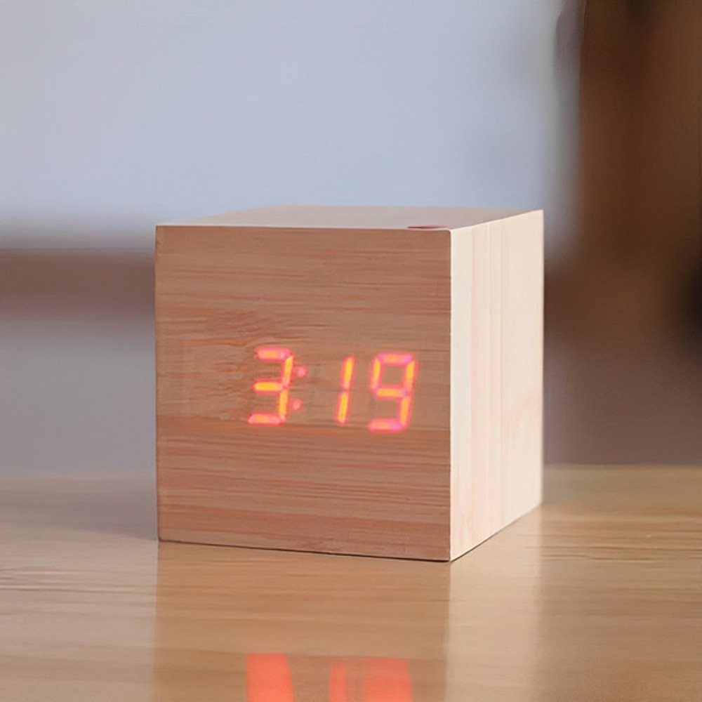 Digital wooden clock