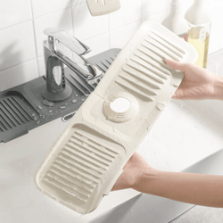 silicone draining mat, kitchen sink faucet splash guard behind faucet, longer faucet draining mat