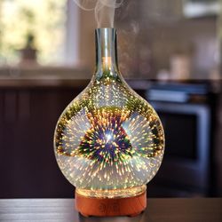 Enchanting Aromatherapy - Handmade Glass Stardust Essential Oil Diffuser, Touch Control & BPA Free