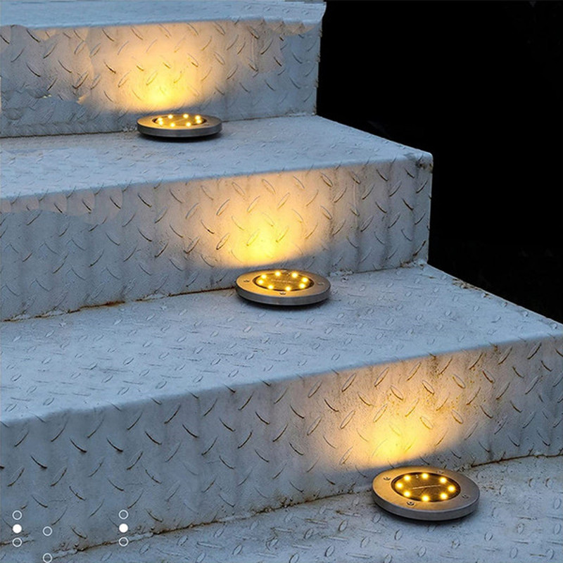 Illuminate Your Path - LED Solar Powered In-Ground Lights,Stainless Steel Solar Pathway Lights for Elegant Outdoor Light8