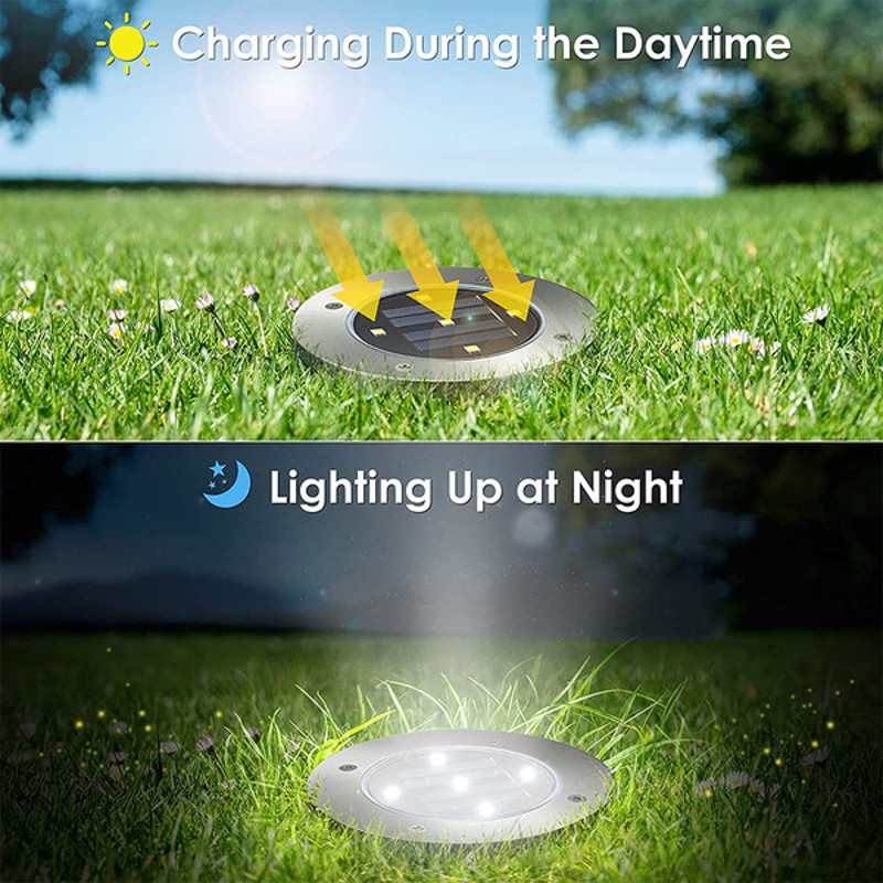 Illuminate Your Path - LED Solar Powered In-Ground Lights,Stainless Steel Solar Pathway Lights for Elegant Outdoor Light